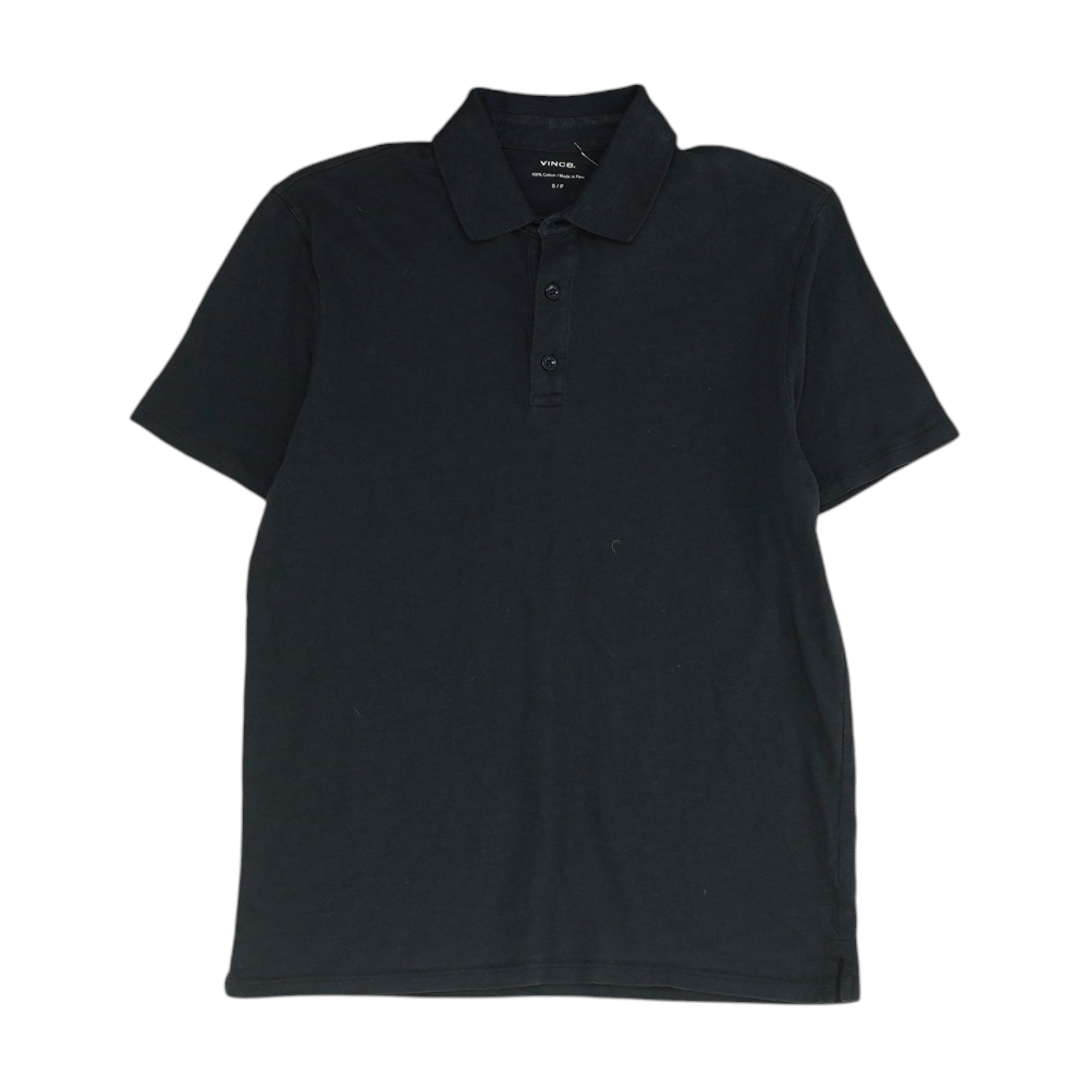 Vince. Black Solid Short Sleeve Polo – Image 1