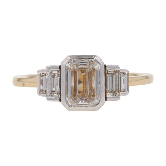 1 3/8 Ct 14K Gold Lab Grown Diamond Bezel Set Center Engagement Ring