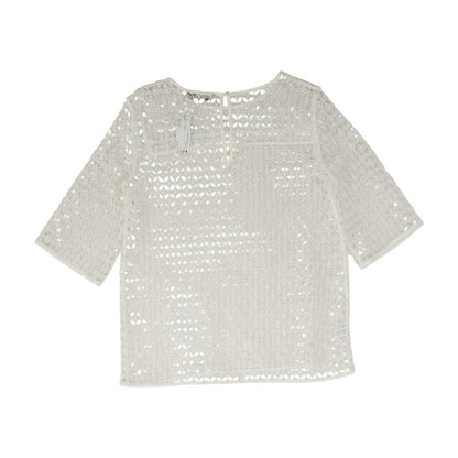 White Graphic 3/4 Sleeve Blouse
