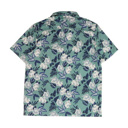 Green Floral Short Sleeve Polo