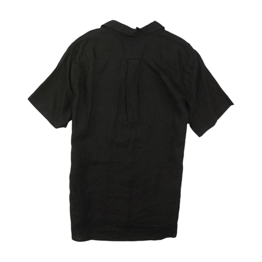 Black Solid Short Sleeve Button Down