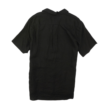 Black Solid Short Sleeve Button Down