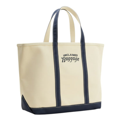 L.L Bean Boat and Tote Large Bag with Blue Trim and Unclaimed Baggage Logo Embroidery