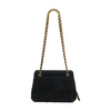 Vintage Quilted Suede Frame Top Bag in Black