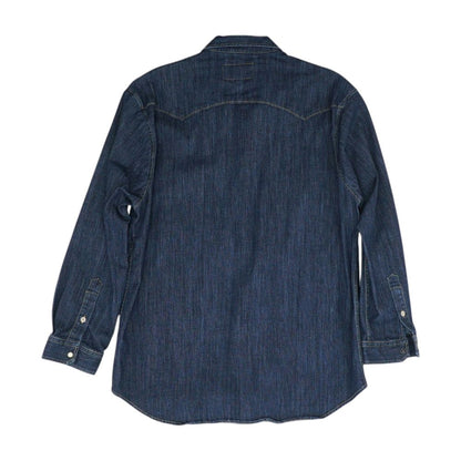 Blue Solid Long Sleeve Button Down
