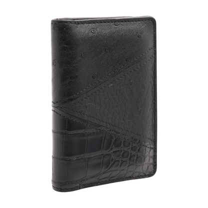 Black Pocket Organizer in Ostrich, Crocodile, & Monogram Empreinte Leather