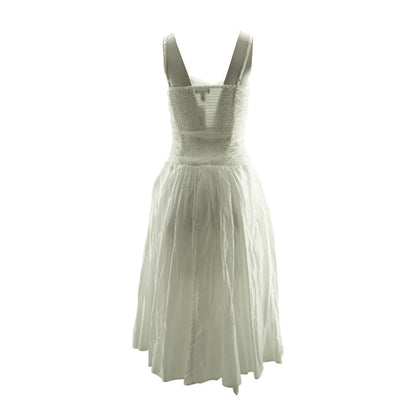 White Solid Midi Dress
