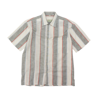 Vintage White Striped Short Sleeve Button Down