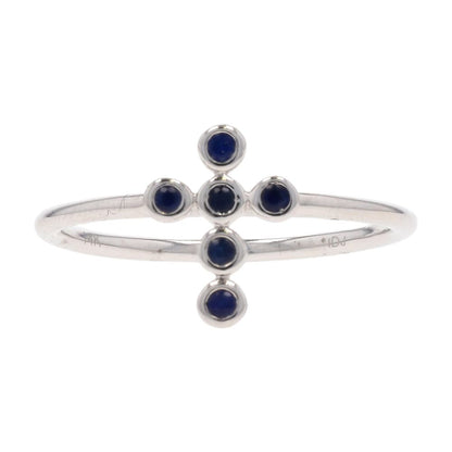 14K White Gold Bezel Set Sapphire Stackable Cross Ring