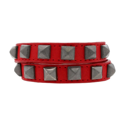 Red Leather Studded Wrap Bracelet