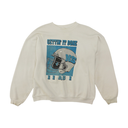 Vintage White Solid Sweatshirt Pullover
