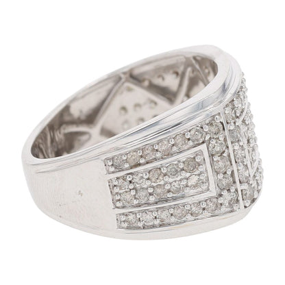 1 1/2 Ct 10K White Gold Gents Pave Diamond Band