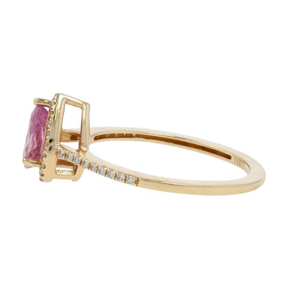 3/4 Ct And 1/10 Ct 14K Gold Pear Pink Sapphire With Diamond Shank Promise Ring