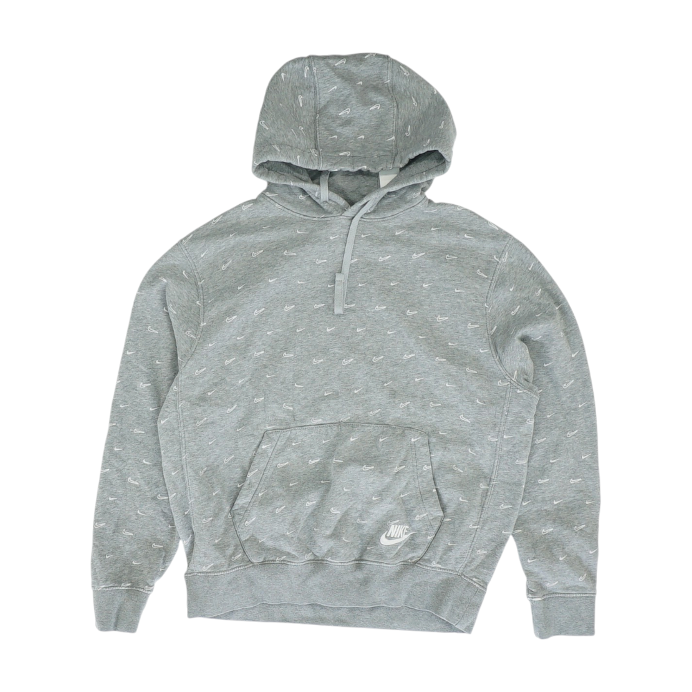 Gray Print Hoodie Pullover