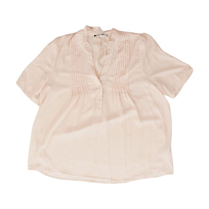 Pink Solid Short Sleeve Blouse