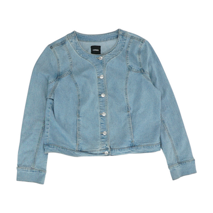 Blue Solid Denim Jacket