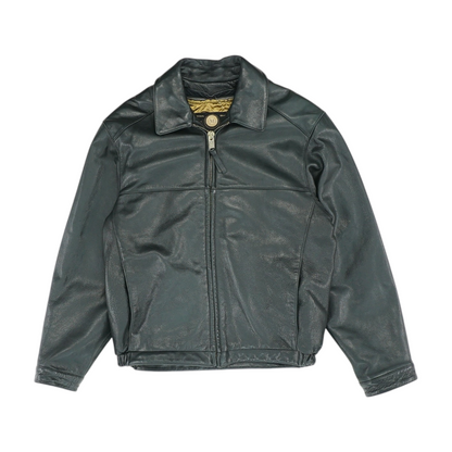 Black Solid Leather Jacket