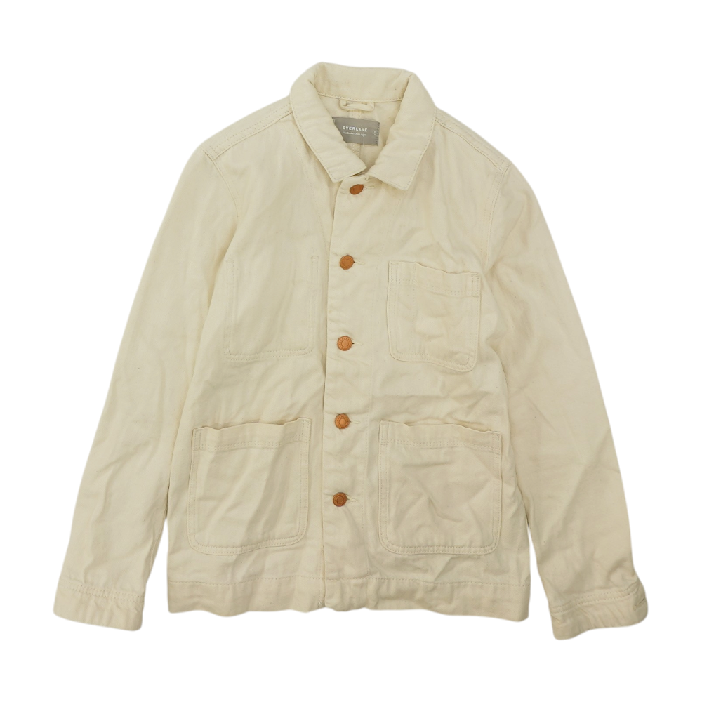 Beige Solid Denim Jacket
