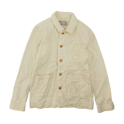 Beige Solid Denim Jacket