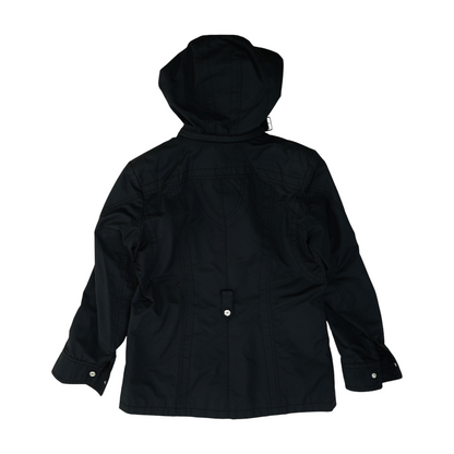 Black Petite Solid Rain Jacket