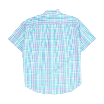 Purple Plaid Short Sleeve Button Down