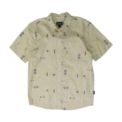 Cream Graphic Short Sleeve Button Down