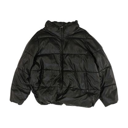 Black Solid Puffer Jacket