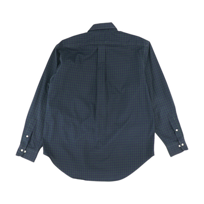 Navy Plaid Long Sleeve Button Down