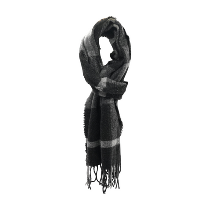 Black Plaid Wool Scarf