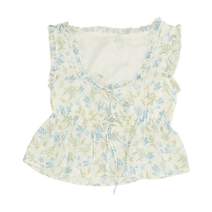 Beige Floral Cropped Blouse