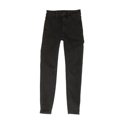 Black Solid Mid Rise Skinny Leg Jeans