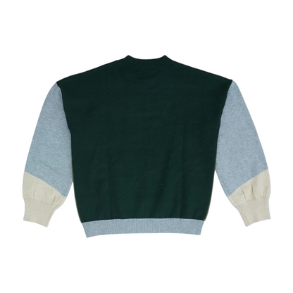Green Geometric Pullover Sweater