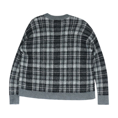 Gray Plaid V-Neck Sweater