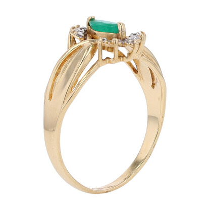 14K Yellow Gold Emerald Fashion Ring
