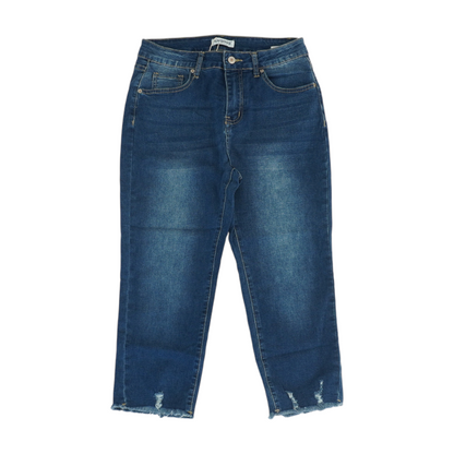 Blue Solid Denim Capris