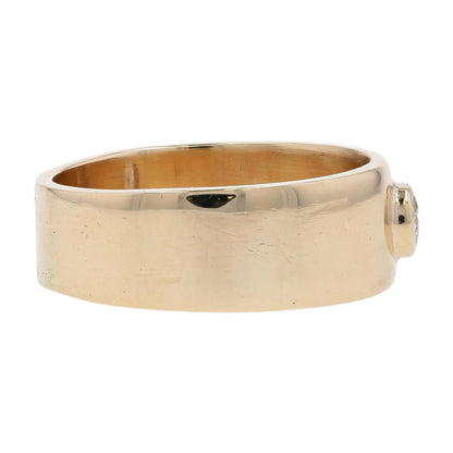 1/3 Ct 14K Gold Bezel Set Diamond On Wide Flat Band
