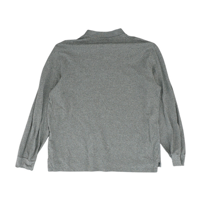 Gray Solid Long Sleeve Polo