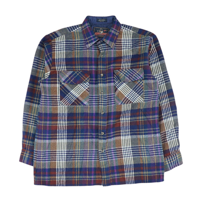Navy Plaid Flannel Button Down
