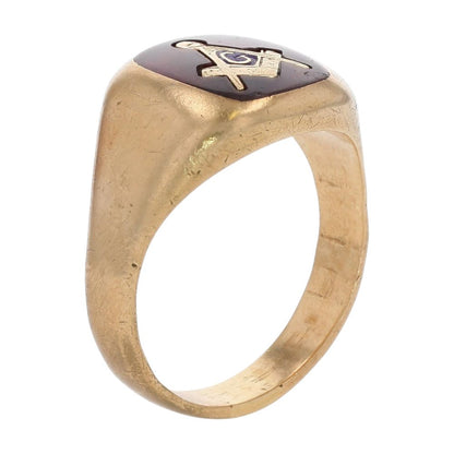 10K Gold Freemason Signet Ring