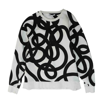White Abstract Sweatshirt Pullover