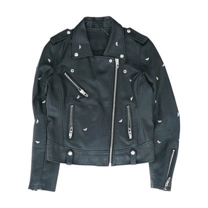 Black Solid Leather Jacket