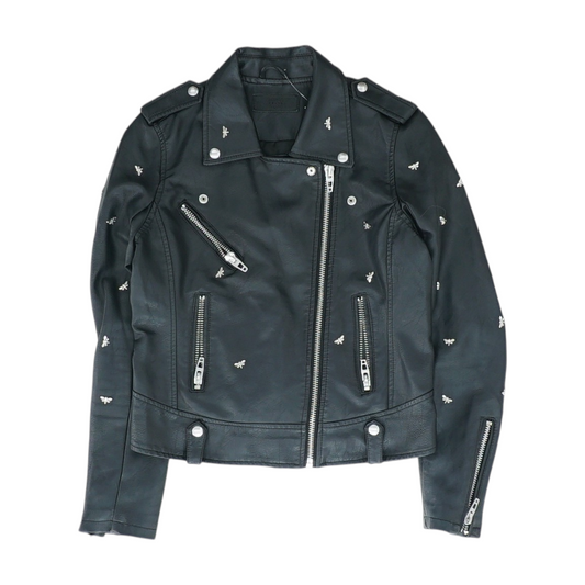 Black Solid Leather Jacket