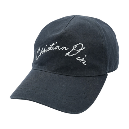 Black Embroidered Logo Canvas Ballcap