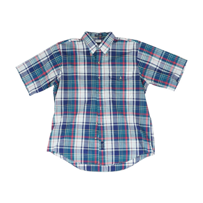 Teal Plaid Short Sleeve Button Down