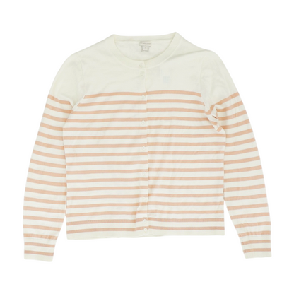 Ivory Striped Cardigan Sweater