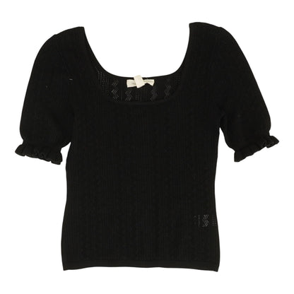 Black Eyelet Knit Top