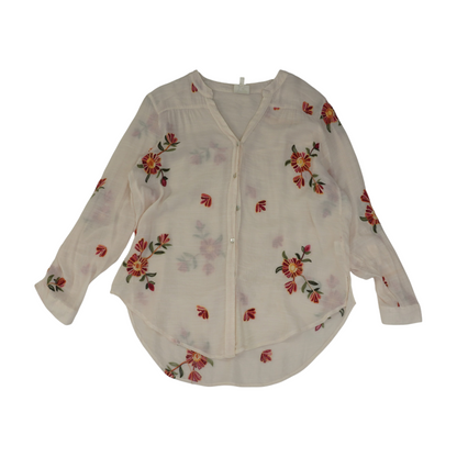 Beige Floral Button Down
