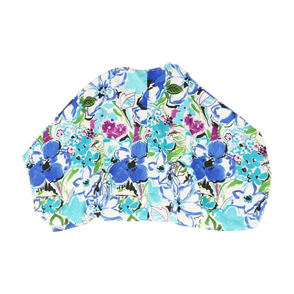 Blue Floral Short Sleeve Blouse