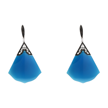 18K White Gold Chalcedony Statement Earrings