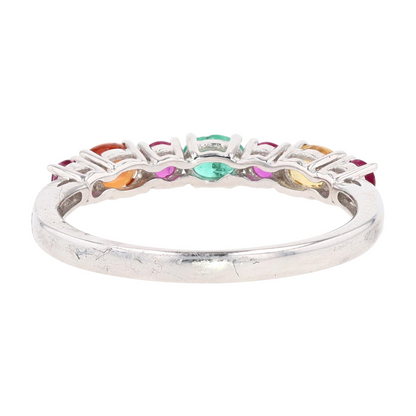 14K White Gold Multi Gem Band Ring